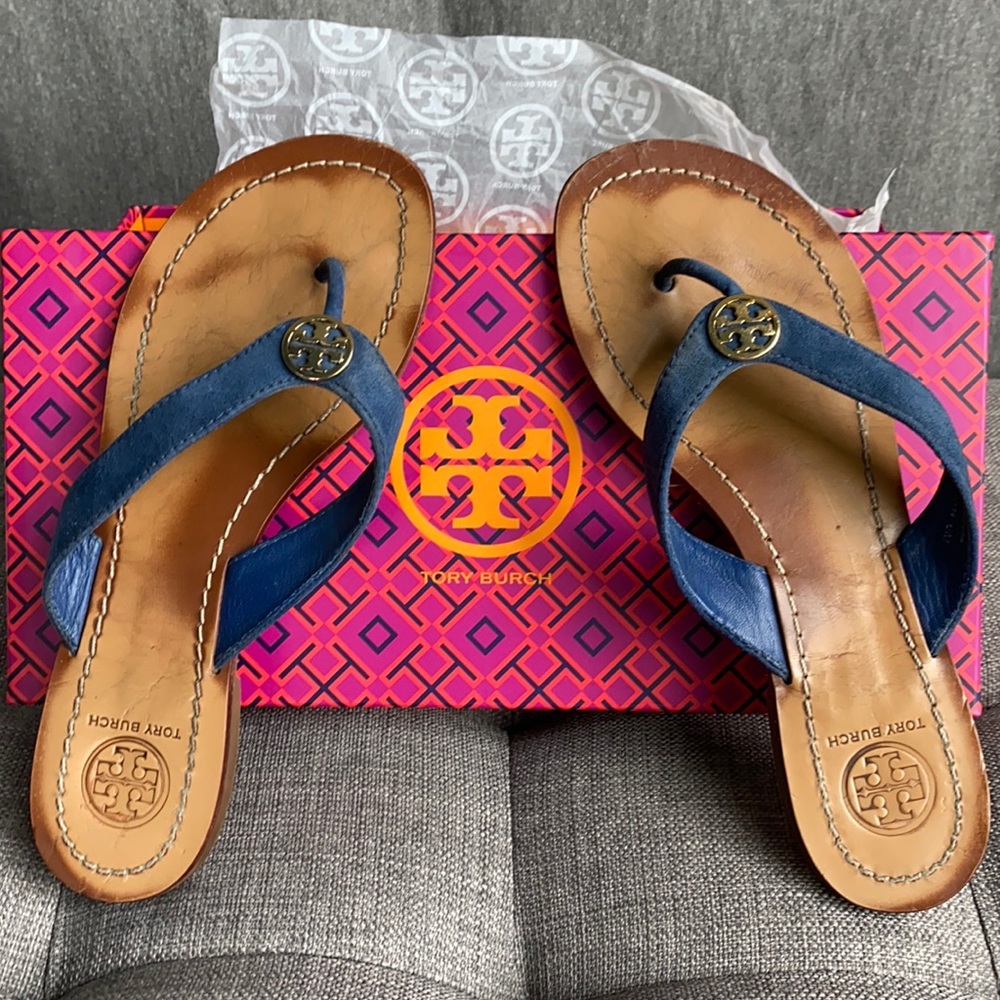 Tory Burch THORA Blue Suede Sandal